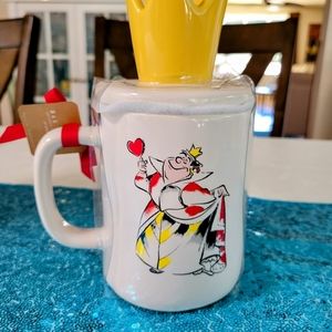 Rae Dunn Queen of Hearts Alice in Wonderland Mug with Topper. NEW